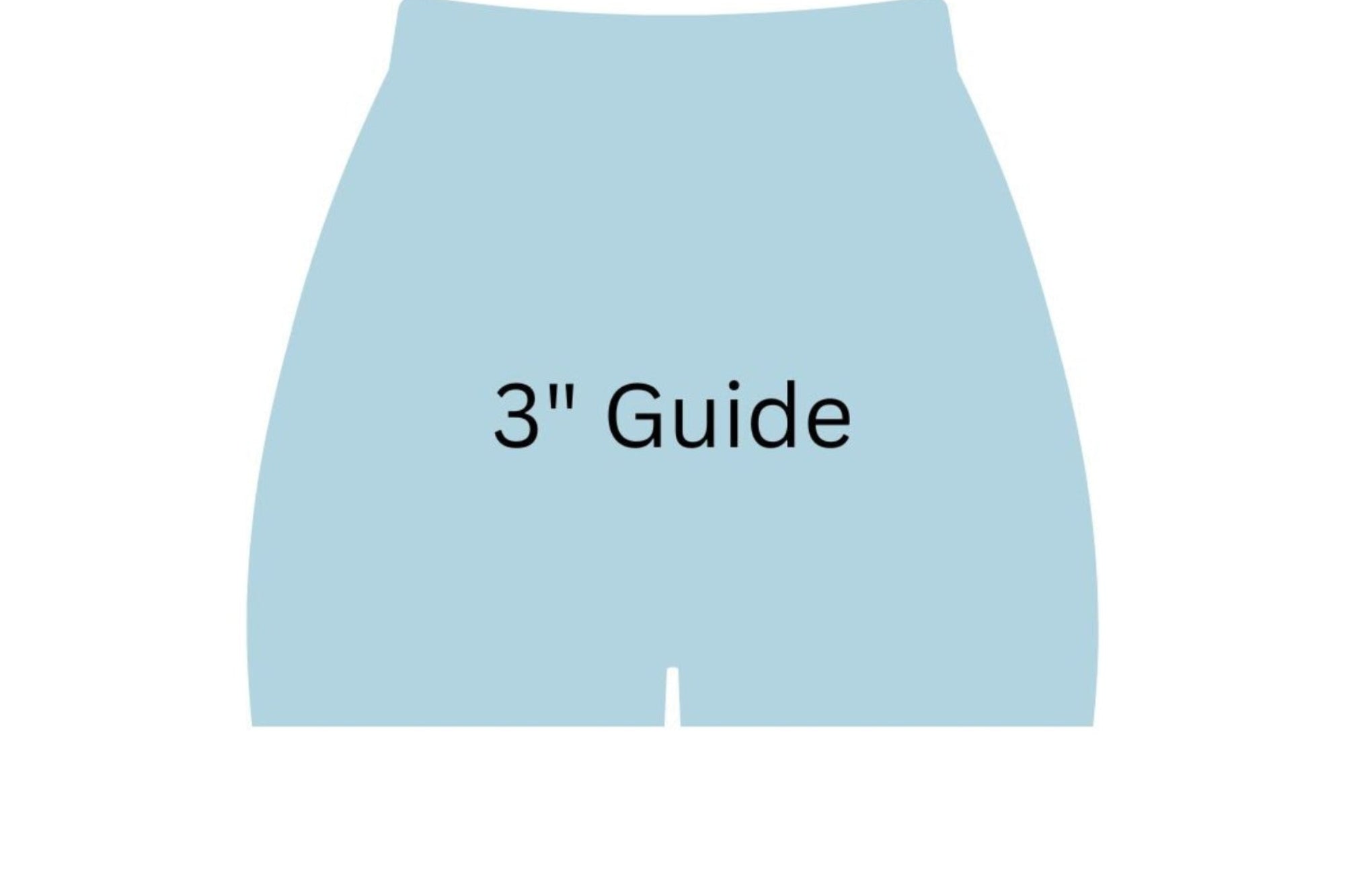 Light blue mini skirt with '3" Guide' text on a white background