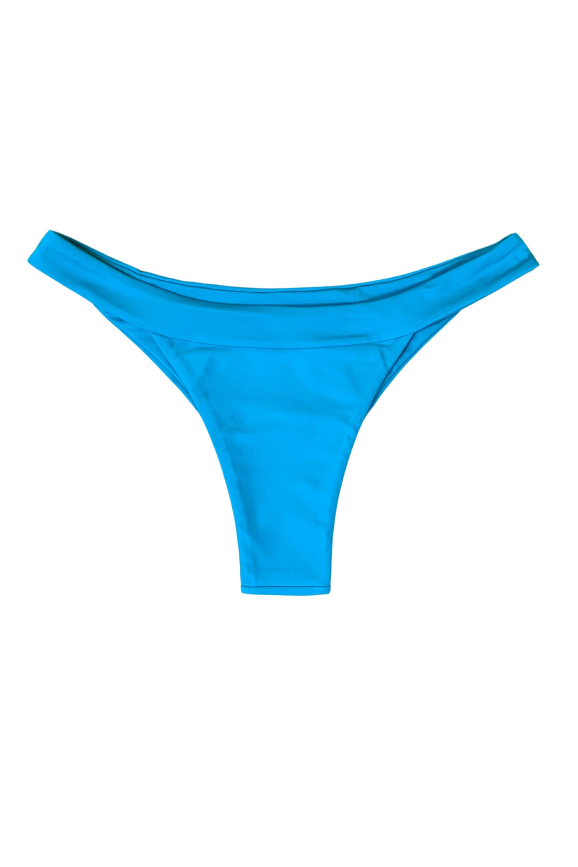 teal colour bikini bottom on white background