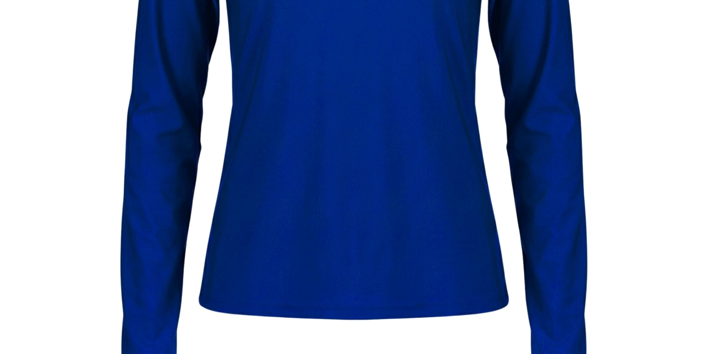 Blue long-sleeve shirt with 'ANDAVI' branding on a white background