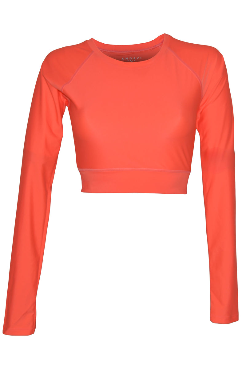 Bluepearl Long Sleeve Crop Swim Active Top Andavi Swim