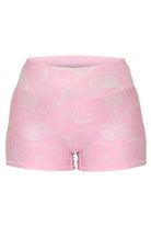 pink and white print Andavi swim shorties