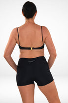 women wearing andavi black underwire bikini top and swim shorts bundle