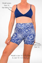 model wearing andavi compression geometric swim shorts