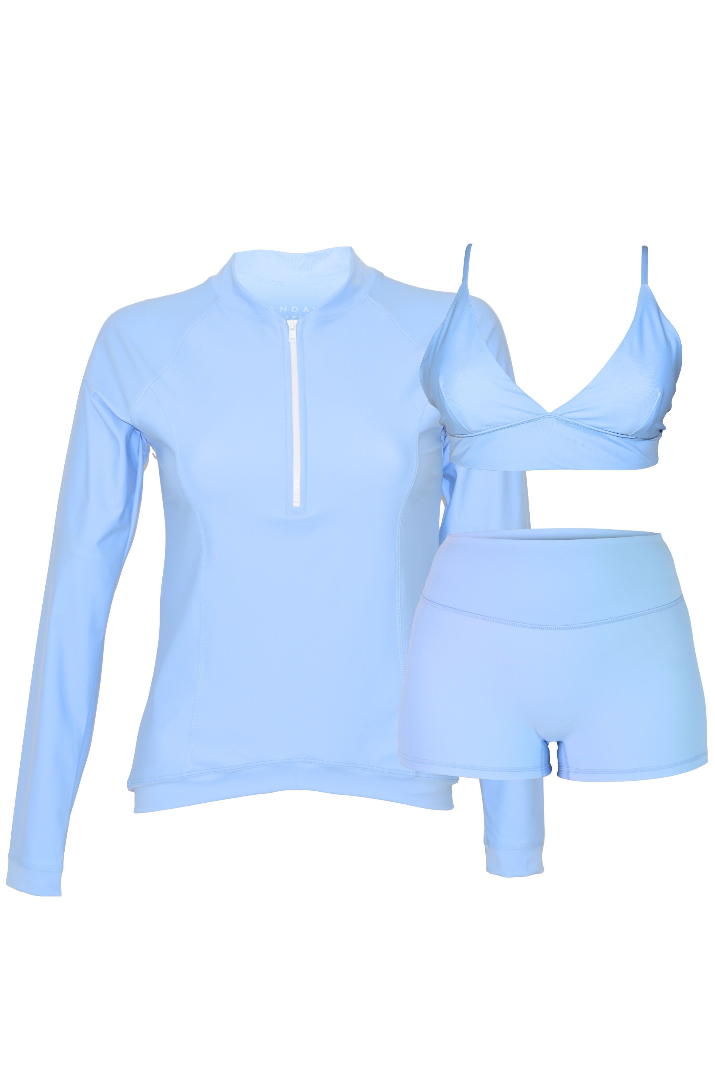 andavi womens light blue rash guard bikini bundle