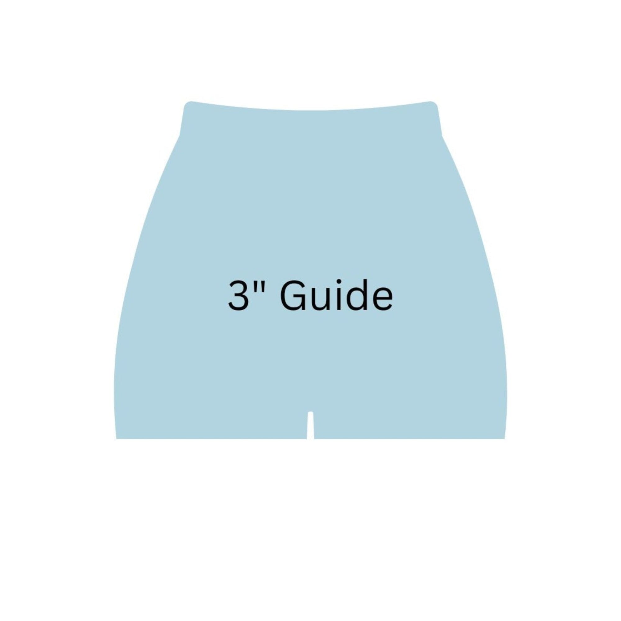 Light blue mini skirt with '3" Guide' text on a white background