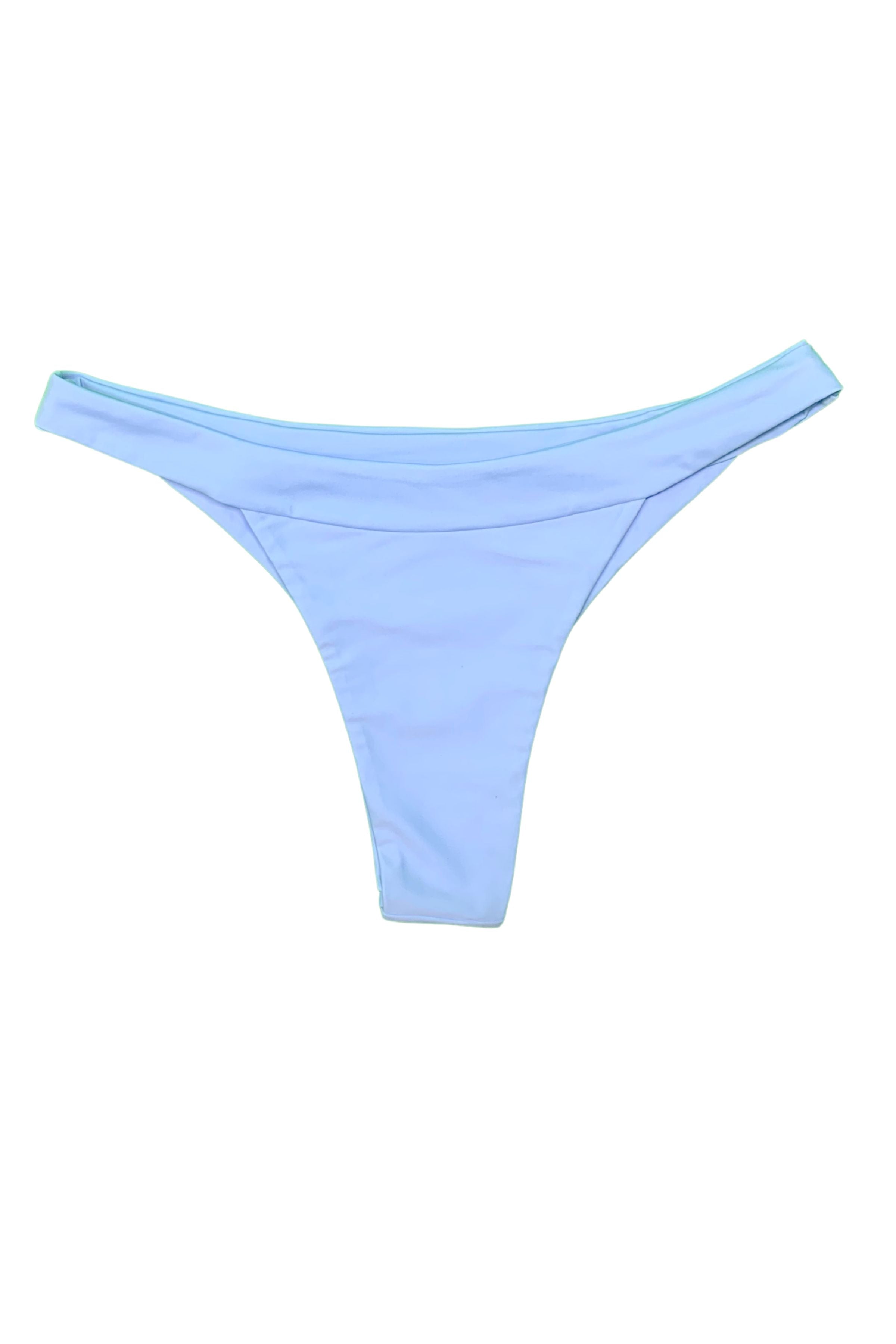 light blue bikini bottom against white background