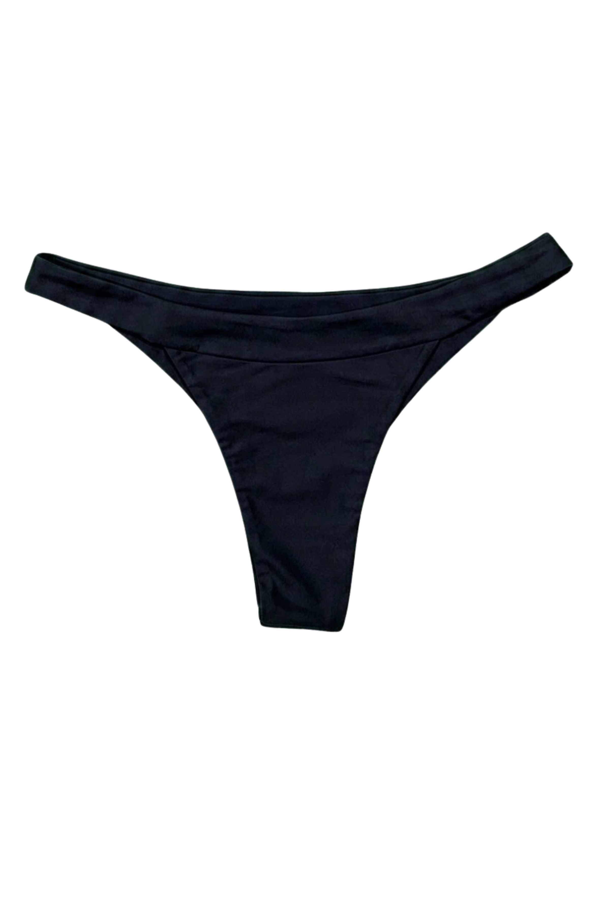 black bikini bottom on white background