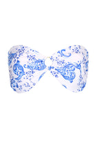 white and blue bandeau bikini top sample