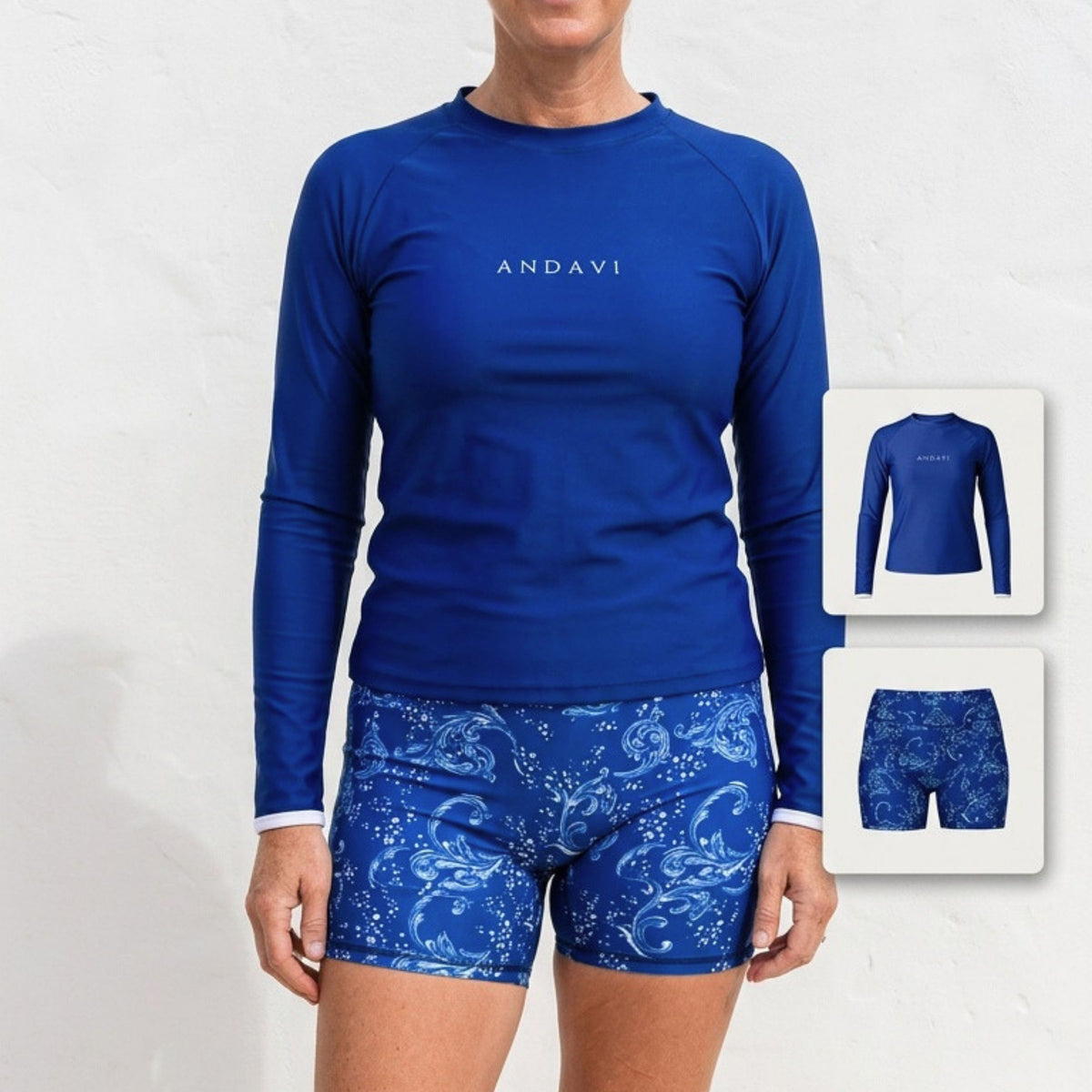 Bundle & Save - Andi Long Sleeve Active Swim T-Shirt Deep Blue + Linne ...