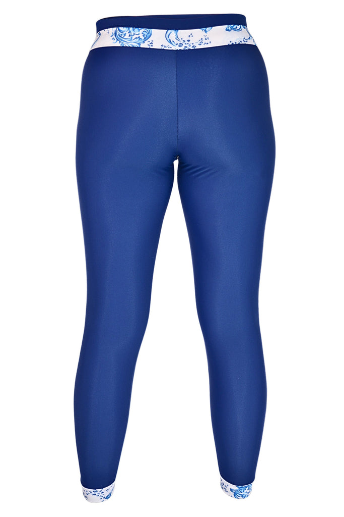 blue and white swim leggings sample