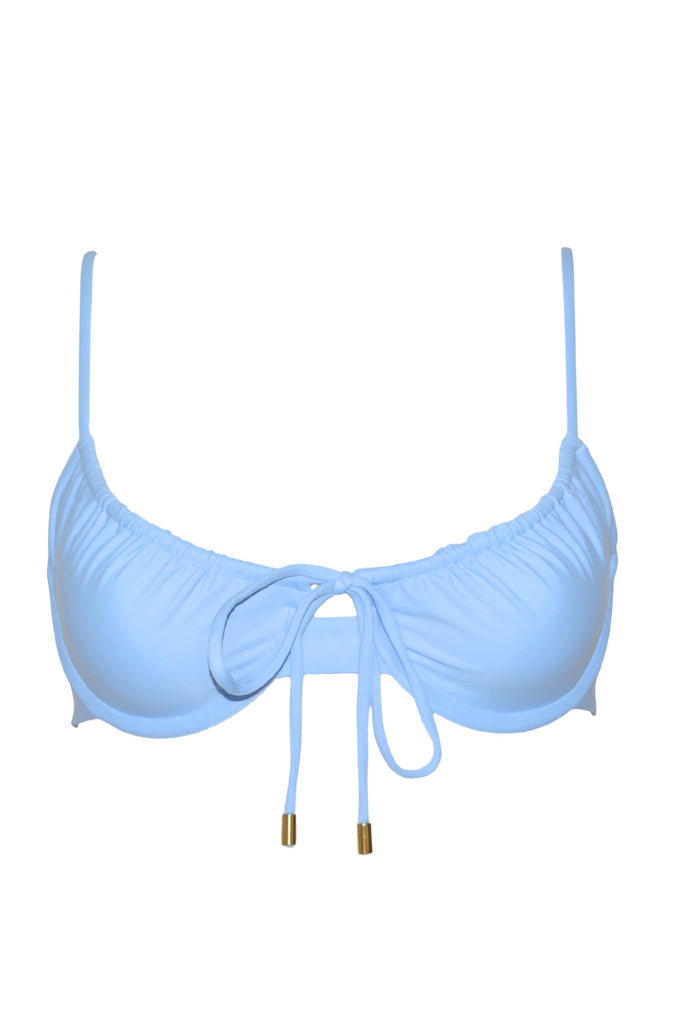 front tie light blue bikini top underwire