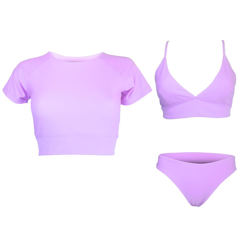 lilac rash guard bikini set sample