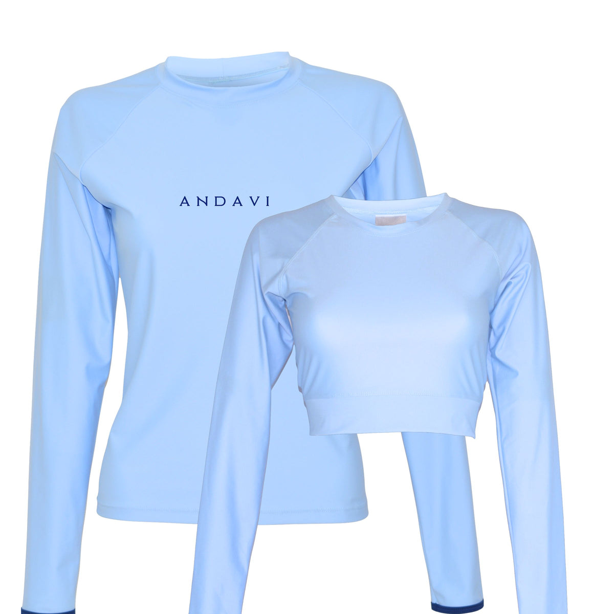 Andi relaxed Fit Rash Guard + Long Sleeve Crop Rash Guard in Light Blu ...