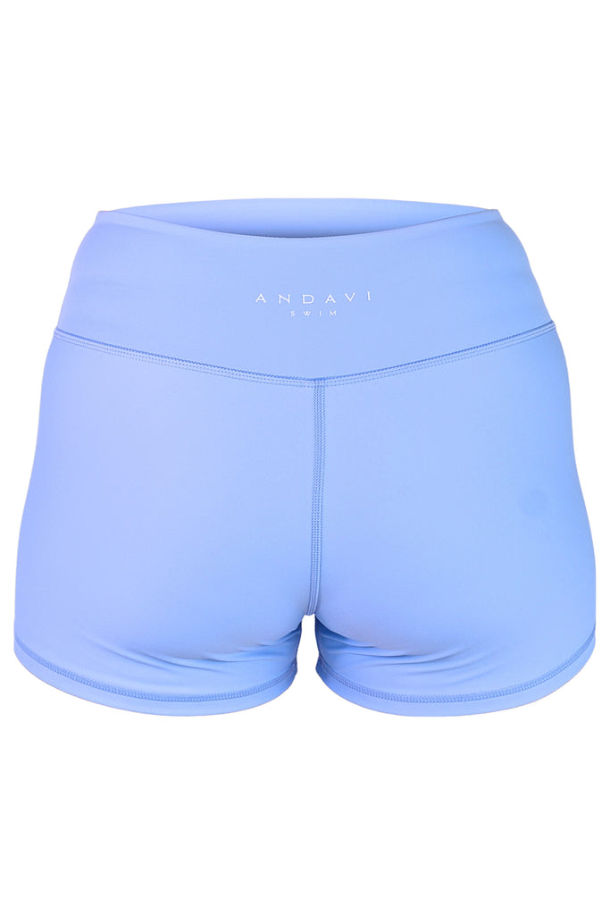 light blue swim shorts back with Andavi Swim Logo sample