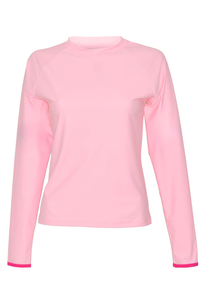 long sleeve light pink t-shirt rash guard