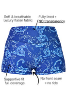 blue and white print swim active shorts sample