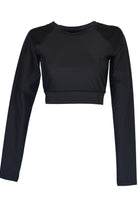 long sleeve crop top swim top black